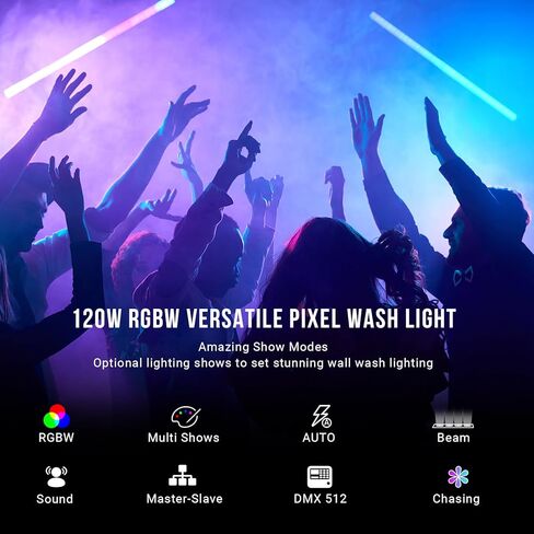 240W Stage Wash Light Bar - 448LEDs RGBWA DMX Light Bar by DMX Master-Slave Control 32 RGB & 12 White & 12 Amber Zones Chase Effects for Wedding Church Concert Music DJ Live Events Stage Lighting in Kuwait