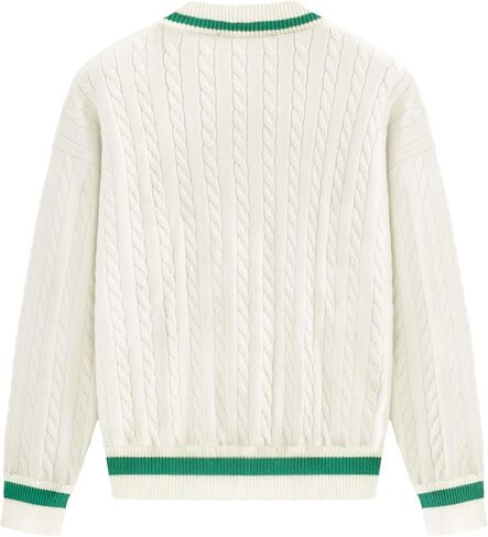 Aelfric Eden Women's Oversized Cable Knit V Neck Sweaters Oversized Pullover 2025 Fall Fashion Outfits in Saudi Arabia