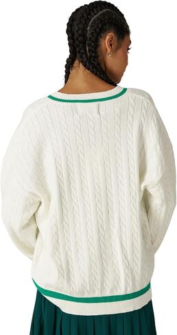 Aelfric Eden Women's Oversized Cable Knit V Neck Sweaters Oversized Pullover 2025 Fall Fashion Outfits in Saudi Arabia