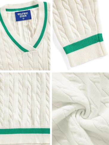 Aelfric Eden Women's Oversized Cable Knit V Neck Sweaters Oversized Pullover 2025 Fall Fashion Outfits in Saudi Arabia
