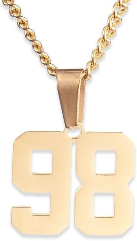 FlowX Jewelry Jersey Number Necklace، سلسلة أرقام مخصصة، أرقام من 00 إلى 99، قلادة البيسبول، هدايا كبار السن، كرة القدم بالتنقيط، قلادة الكرة اللينة in Kuwait