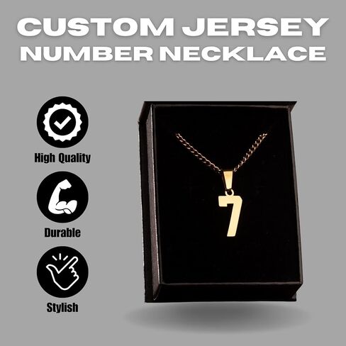 FlowX Jewelry Jersey Number Necklace، سلسلة أرقام مخصصة، أرقام من 00 إلى 99، قلادة البيسبول، هدايا كبار السن، كرة القدم بالتنقيط، قلادة الكرة اللينة in Kuwait