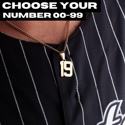 FlowX Jewelry Jersey Number Necklace، سلسلة أرقام مخصصة، أرقام من 00 إلى 99، قلادة البيسبول، هدايا كبار السن، كرة القدم بالتنقيط، قلادة الكرة اللينة in Kuwait