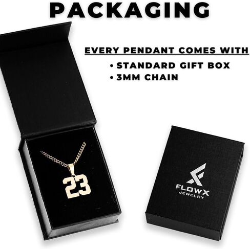 FlowX Jewelry Jersey Number Necklace، سلسلة أرقام مخصصة، أرقام من 00 إلى 99، قلادة البيسبول، هدايا كبار السن، كرة القدم بالتنقيط، قلادة الكرة اللينة in Kuwait