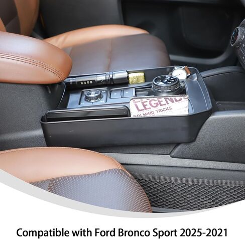 صينية تخزين منطقة التحول باللون الأسود غير اللامع من Linskip لسيارة Ford Bronco Sport 2025-2021، صينية تروس مضادة للسقوط لمنظم وحدة التحكم المركزية Bronco Sport، ملحقات داخلية لسيارة Bronco Sport in Saudi Arabia