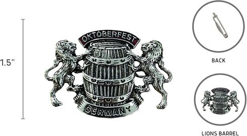 دبوس قبعة German Lions & Barrels Oktoberfest مع لافتة ألمانيا - دبابيس ألمانية معدنية مع سحر شتاين البيرة - إكسسوار زي مهرجان أكتوبر التقليدي in Kuwait