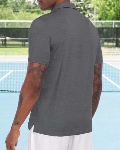 Mens Polo Shirts Button Down Business Shirts Casual Short Sleeve Knitting T-Shirt in Saudi Arabia