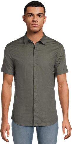 Armani Exchange Mens Short Sleeve Slim Fit Micro Print Shirt in Saudi Arabia
