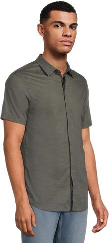 Armani Exchange Mens Short Sleeve Slim Fit Micro Print Shirt in Saudi Arabia