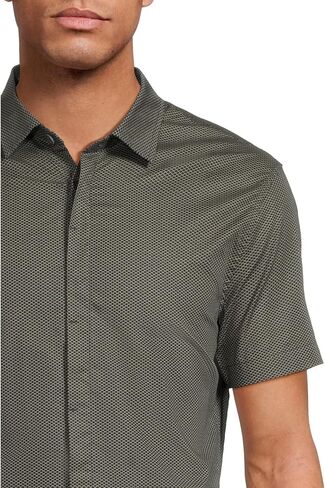 Armani Exchange Mens Short Sleeve Slim Fit Micro Print Shirt in Saudi Arabia