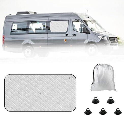 مظلة شمسية لنافذة الباب المنزلق متوافقة مع 2019-2025 Mercedes-Benz Sprinter VS30، غطاء نافذة ظلة للزجاج الأمامي من الألومنيوم لملحقات Sprinter VS30 2019-2025 Van in Kuwait