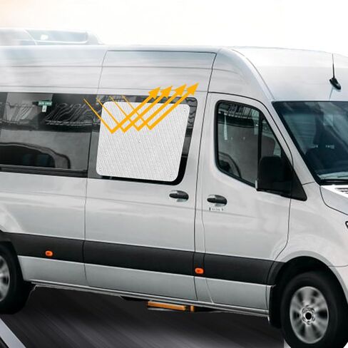 مظلة شمسية لنافذة الباب المنزلق متوافقة مع 2019-2025 Mercedes-Benz Sprinter VS30، غطاء نافذة ظلة للزجاج الأمامي من الألومنيوم لملحقات Sprinter VS30 2019-2025 Van in Kuwait