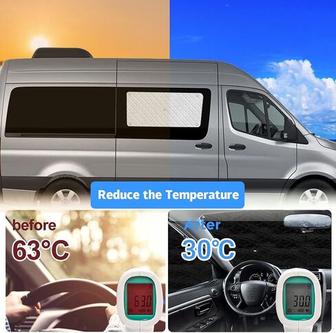مظلة شمسية لنافذة الباب المنزلق متوافقة مع 2019-2025 Mercedes-Benz Sprinter VS30، غطاء نافذة ظلة للزجاج الأمامي من الألومنيوم لملحقات Sprinter VS30 2019-2025 Van in Kuwait