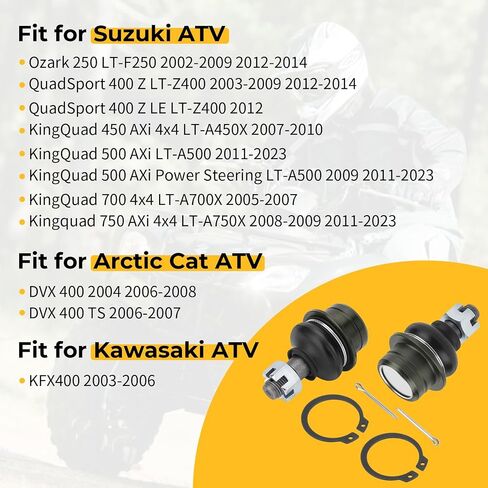 M MATI 2Pcs Front Upper A-Arm Ball Joint for Suzuki KingQuad 450 500 700 750 LT-Z400 LT-F250 for Arctic Cat DVX 400 for Kawasaki KFX400 3405-060 3405-045 3405-004 in Saudi Arabia