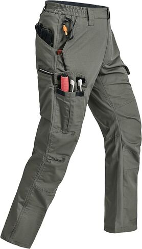 Mens Cargo Pants Ripstop Water Resistant Breathable Tactical Hiking Pants with 7 Pockets in Kuwait