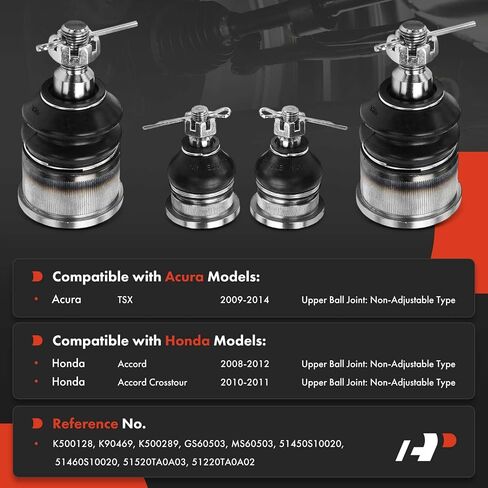 A-Premium Set of 4, Front Upper & Lower Ball Joints Kit, Compatible with Honda Accord 2008-2012, Accord Crosstour 2010-2011 & Acura TSX 2009-2014 in Saudi Arabia