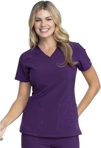 Dickies Scrub Set For Women V-Neck Top DK615 Natural Rise Tapered Leg Pull-On Pant DK005 with 360° Stretch Fabric, Eggplant- L Top/L Pant in Saudi Arabia