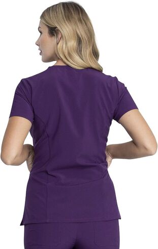 Dickies Scrub Set For Women V-Neck Top DK615 Natural Rise Tapered Leg Pull-On Pant DK005 with 360° Stretch Fabric, Eggplant- L Top/L Pant in Saudi Arabia