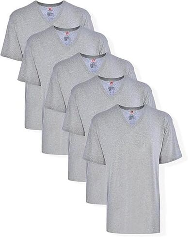 تي شيرت Hanes الرجالي ComfortSoft برقبة على شكل حرف V، 5 قطع، رمادي، مقاس XX-Large in Kuwait