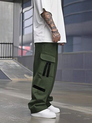 ZAFUL Cargo Pants for Men Casual Joggers Loose Fit Workout Sweatpants Hiking Drawstring Tactical Pants with Multi Pockets in Saudi Arabia