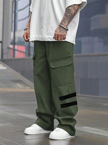 ZAFUL Cargo Pants for Men Casual Joggers Loose Fit Workout Sweatpants Hiking Drawstring Tactical Pants with Multi Pockets in Saudi Arabia