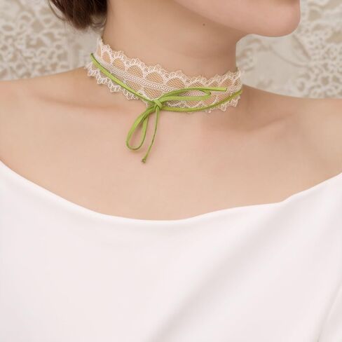 Vintage Bow-Knot Choker Necklace Cute White Hollow Lace Collar Necklace with Pink Bow Prom Party Ball Wedding Necklace for Women in Saudi Arabia