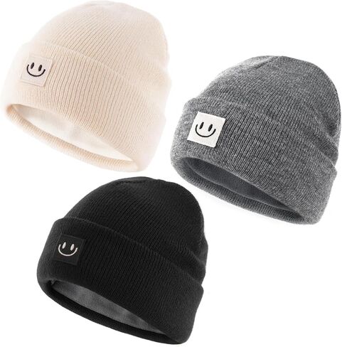 FURTALK Baby Toddler Winter Hat 3 Packs Baby Beanie Toddler Beanie Boys Girls Fleece Lined Kids Warm Knit Hats in Kuwait