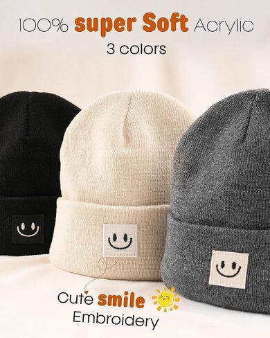 FURTALK Baby Toddler Winter Hat 3 Packs Baby Beanie Toddler Beanie Boys Girls Fleece Lined Kids Warm Knit Hats in Kuwait