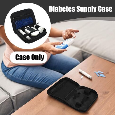 Diabetes Supply Case, Portable Diabetes Testing Kit Case Diabetic Organizer Carrying Cases Kit with Mesh Pocket Diabetic Bags for Supplies Travel Glucometer Storage Bag in Kuwait