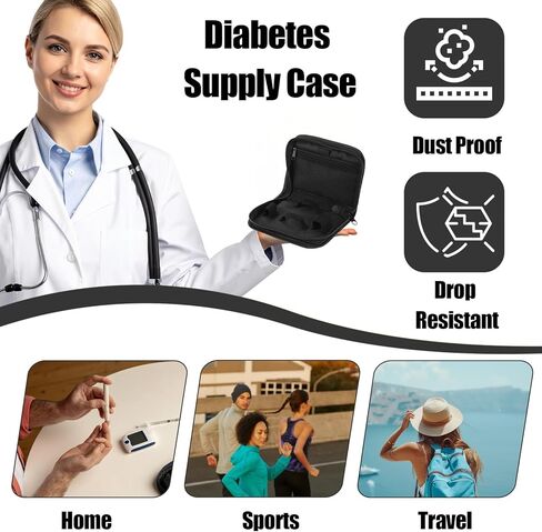 Diabetes Supply Case, Portable Diabetes Testing Kit Case Diabetic Organizer Carrying Cases Kit with Mesh Pocket Diabetic Bags for Supplies Travel Glucometer Storage Bag in Kuwait