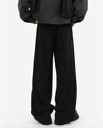 HBER Men's Baggy Straight Sweatpants Y2K Wide Leg Drawstring Waist Loose Fit Casual Sweat Pants with Pockets in Kuwait