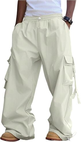 SOLY HUX Men's Baggy Cargo Pants Wide Leg Parachute Pants with Pocket Streetwear in Saudi Arabia