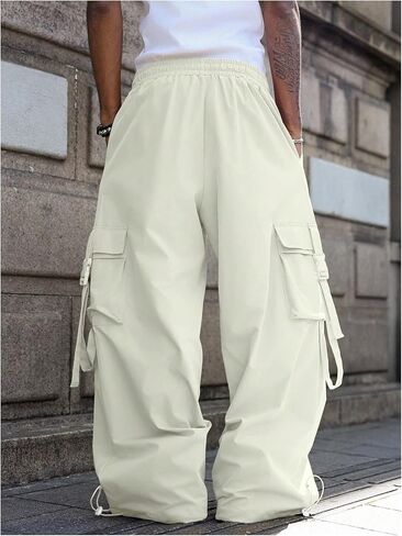 SOLY HUX Men's Baggy Cargo Pants Wide Leg Parachute Pants with Pocket Streetwear in Saudi Arabia