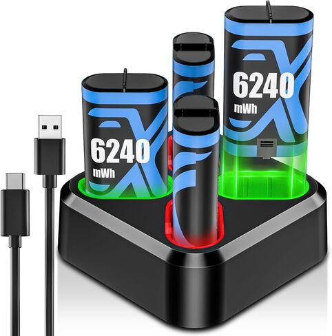 Rechargeable Xbox Controller Battery Pack for Xbox one/Xbox One S/Xbox One X/Xbox One Elite/Xbox Series X|S, 4x6240mWh Batteries Pack for Xbox Accessories Kits, Xbox Rechargeable Battery Pack(4 Pack) in Kuwait