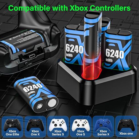 Rechargeable Xbox Controller Battery Pack for Xbox one/Xbox One S/Xbox One X/Xbox One Elite/Xbox Series X|S, 4x6240mWh Batteries Pack for Xbox Accessories Kits, Xbox Rechargeable Battery Pack(4 Pack) in Kuwait