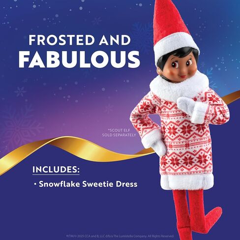 The Elf on the Shelf Claus Couture Collection Snowflake Sweetie Dress - Charming Fair Isle-Inspired Tunic Dress - Scout Elf Not Included in Saudi Arabia