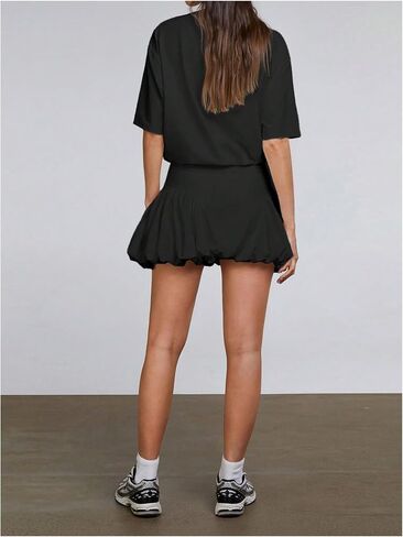 SOLY HUX Women's Bubble Mini Dress Short Sleeve Crewneck A Line Y2k Going Out Summer Dresses in Saudi Arabia