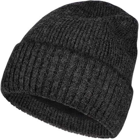 Plus Size Fleece Lined Beanie Hat - M/L/XL/XXL Merino Wool Beanie Hat for Men - Large Winter Hat Ski Skull Cap for Big Heads in Saudi Arabia
