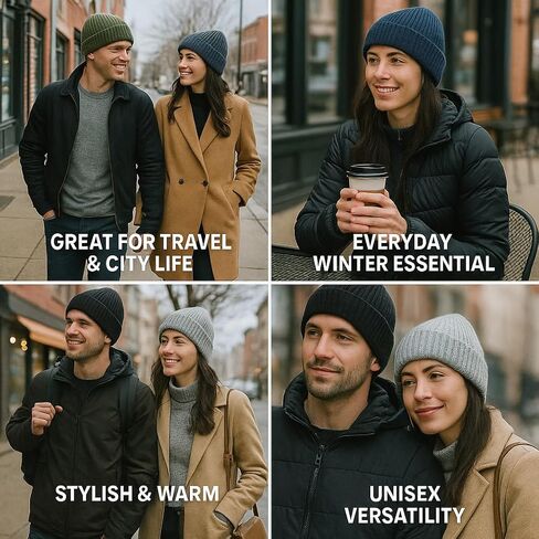 Plus Size Fleece Lined Beanie Hat - M/L/XL/XXL Merino Wool Beanie Hat for Men - Large Winter Hat Ski Skull Cap for Big Heads in Saudi Arabia