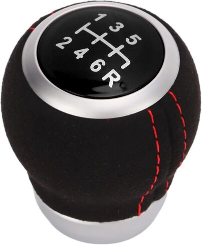 6 Speed Shift Knob Head, 10×1.5mm Thread Gear Shift Knob, Suede Leather Manual Shift Knobs for Car, Truck, SUV in Saudi Arabia