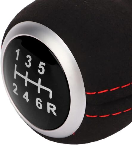 6 Speed Shift Knob Head, 10×1.5mm Thread Gear Shift Knob, Suede Leather Manual Shift Knobs for Car, Truck, SUV in Saudi Arabia