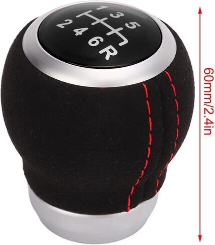 6 Speed Shift Knob Head, 10×1.5mm Thread Gear Shift Knob, Suede Leather Manual Shift Knobs for Car, Truck, SUV in Saudi Arabia