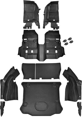 Armorlite Full Vehicle Kit for Jeep Wrangler - 2011-2018 JKU (4-Door) - Front and Rear Flooring, Cargo Mat, Left and Right Wheelhouse Covers & Seatback Covers - Mesa Smoke - B1013653-BLK1-AA in Saudi Arabia