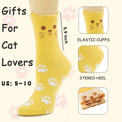 Women’s Cute Cat Socks, Animal-Themed Gifts for Women, Fun and Playful Socks for Everyday Wear in Saudi Arabia