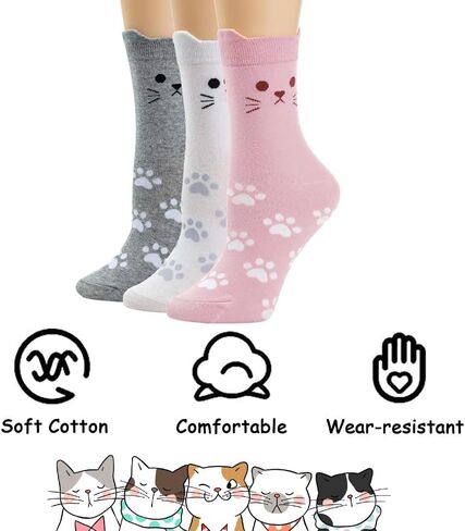 Women’s Cute Cat Socks, Animal-Themed Gifts for Women, Fun and Playful Socks for Everyday Wear in Saudi Arabia