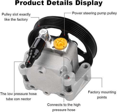 Power Steering Pump with Pulley Compatible with Ford Thunderbird Lincoln LS 3.9L V8 2003 2004 2005, Replacement for 21-5353, 6W4Z3A696B in Saudi Arabia