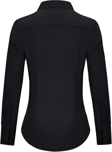 Button Down Shirts for Women Fitted Dress Shirts Collared Long Sleeve Soft Wrinkle Free Blouses Work Office Tunic Tops in Saudi Arabia