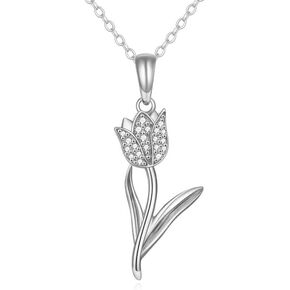14K Gold Tulip Necklace for Women,14K Real Gold Tulip Flower Pendant Necklace Jewelry Birthday Christmas Gift for Mom Her Wife Sister in Kuwait