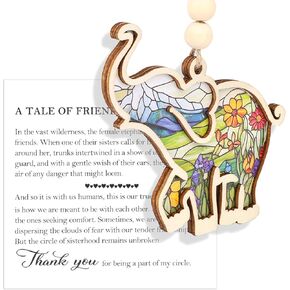 Friendship Elephant Ornament with Story Card, Elephant Ornament for Women Cute Flower Pattern Best Friends Sisterhood Friendship Gifts for Women (Style 1) in Kuwait