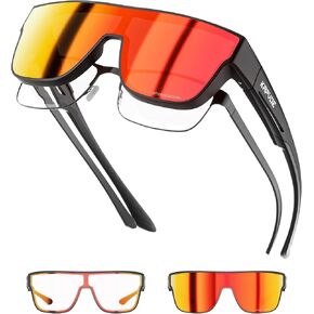 KAPVOE Photochromic Sunglasses Fit Over Glasses for Men Women Oversized Square UV400 Sports Cycling Golf Driving K216 in Kuwait